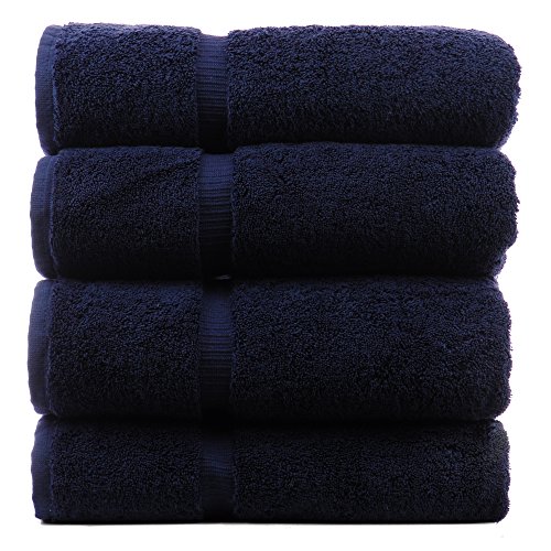 Product Cover Chakir Turkish Linens Turkish Cotton Luxury Hotel & Spa Bath Towel, Bath Towel - Set of 4, Navy Blue