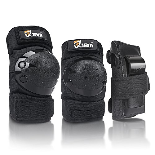 Product Cover  JBM international Adult / Child Knee Pads Elbow Pads Wrist Guards 3 In 1 Protective Gear Set, Black, Youth / Child
