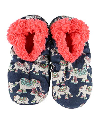 Product Cover Dream Big Elephant Womens Plush Fuzzy Feet Slippers by LazyOne | Ladies Soft Fuzzy House Slippers (L/XL)