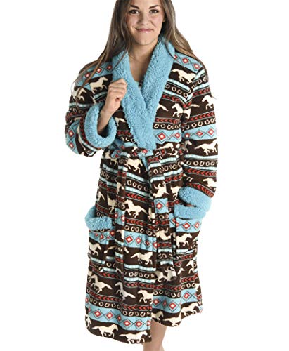 Product Cover Horse Fair Isle Soft Bathrobes for Men and Women by LazyOne | Animal Pattern Plush Robes Unisex (L/XL)