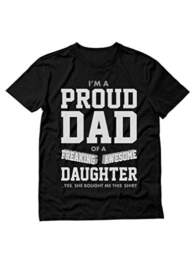 Product Cover Proud Dad of A Freaking Awesome Daughter Funny Gift for Dads Men's T-Shirt X-Large Black