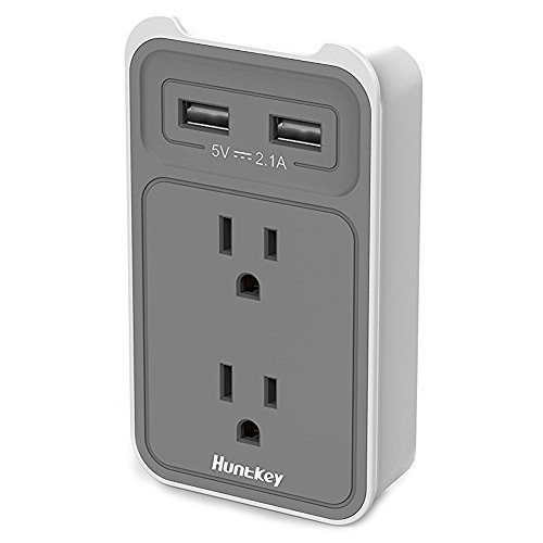Product Cover Huntkey 2-Outlet Wall Mount Cradle with Dual 2.1 AMP USB Charging Ports, SMD407