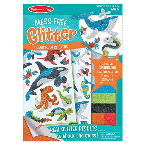 Product Cover Melissa & Doug Mess-Free Glitter Ocean Foam Sticker Kit- 19 Stickers, 6 Press-On Sheets