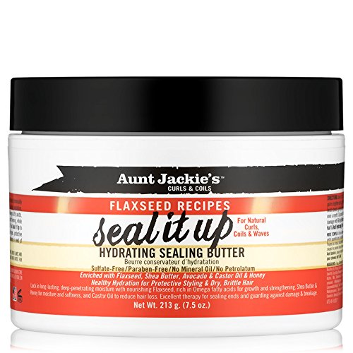Product Cover Aunt Jackie's Flaxseed Recipes Seal It Up, Hydrating Sealing Butter, Helps Prevent and Repair Damaged Hair, 7.5 Ounce Jar