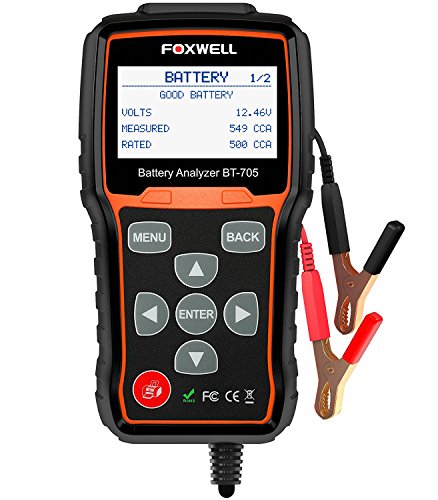 Product Cover Battery Tester FOXWELL BT705 Automotive 100-2000 CCA Battery Load Tester, 12V 24V Car Cranking and Charging System Test Scan Tool Digital Battery Analyzer for Cars and Heavy Duty Trucks