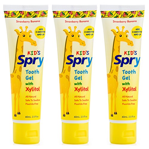 Product Cover Spry Xlear Spry Tooth Gel with Xylitol, Strawberry Banana, 3 Count - 2 Ounce each