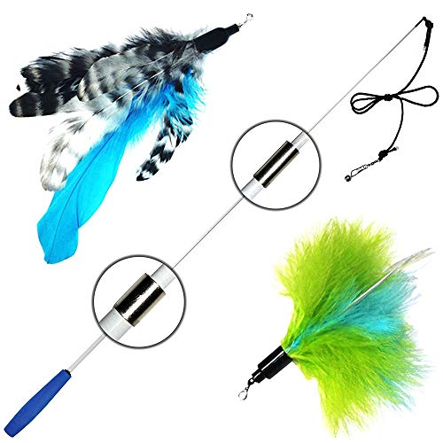 Product Cover Pet Fit For Life Retractable Wand with 2 Feathers For Your Cat and Kitten - Cat Toy Interactive Cat Wand