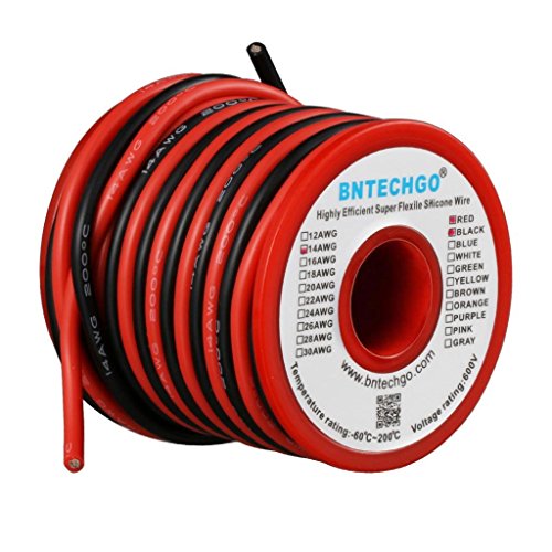 Product Cover BNTECHGO 14 Gauge Silicone Wire Spool red and Black Each 20ft Flexible 14 AWG Stranded Copper Wire