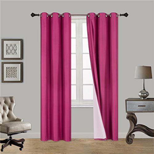 Product Cover Gorgeous HomeDIFFERENT Solid Colors & Sizes (#72) 1 Panel Solid Thermal Foam Lined Blackout Heavy Thick Window Curtain Drapes Bronze Grommets (HOT Pink, 63