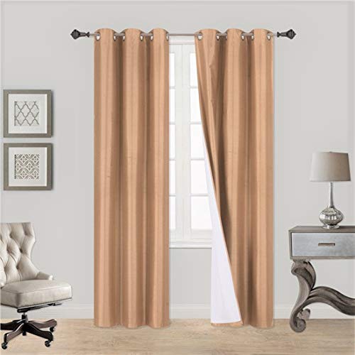 Product Cover Gorgeous HomeDIFFERENT Solid Colors & Sizes (#72) 1 Panel Solid Thermal Foam Lined Blackout Heavy Thick Window Curtain Drapes Bronze Grommets (Gold, 84