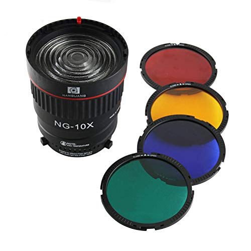 Product Cover EXMAX NG-10X Fresnel Lens Focusing Adapter Lens kit for Bowens-fit Lights 10X Studio Light Focus Mount Lens Adjust for Flash & Studio LED Light with 4 Color Filters