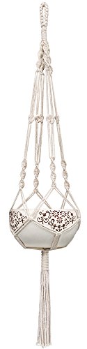 Product Cover Mkono Macrame Plant Hanger Indoor Outdoor Hanging Planter Basket Cotton Rope 4 Legs 41 Inch