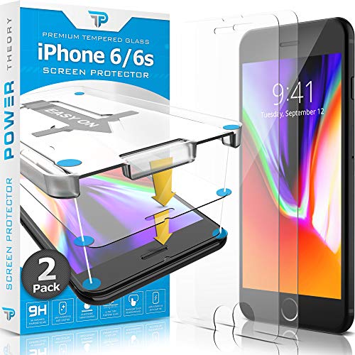 Product Cover Power Theory iPhone 6s / iPhone 6 Glass Screen Protector [2-Pack] with Easy Install Kit [Premium Tempered Glass]