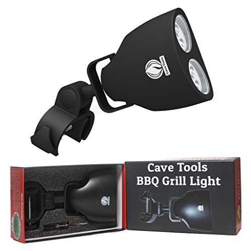 Product Cover Cave Tools Barbecue Grill Light - Luxurious Gift Box - Upgraded Handle Mount Fits Round & Square Bars on Any BBQ Pit - 10 LED for Grilling at Night - Best Lighting Accessories