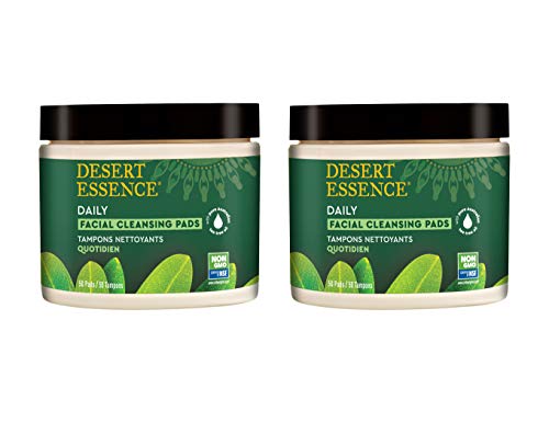 Product Cover Desert Essence Natural Tea Tree Oil Facial Cleansing Pads - 50 Count - Pack of 2 - Face Cleanser - Soothes & Calms Skin - Makeup Remover Pads - Removes Oil & Dirt - Great for Travel - Essential Oils