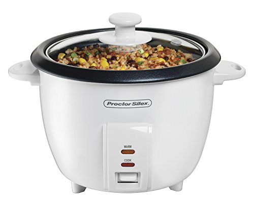 Product Cover Proctor Silex Rice Cooker & Food Steamer, 10 Cups Cooked (5 Uncooked), White (37533NR)