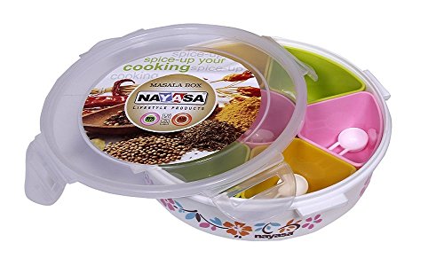 Product Cover nayasa plastic printed masala box, Spice Rack(3-inch, multicolour)