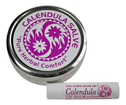 Product Cover Calendula Salve in Extra Large 4oz Tin and Calendula Lip Balm from The Super Salve Company (Bundle of 2) -