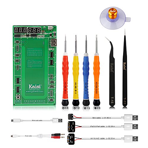 Product Cover Kaisi 9201 Battery Tester Battery Charger and Activation Board Battery Repair Kit Compatible for iPhone 4 4s 5 5c 5s 6 6 Plus 6s 6s Plus 7 7 Plus 8 8Plus, iPad 1 2 3 4 Mini 2 3 4 Air 2 (14PCS)