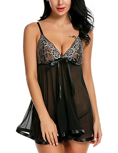 Product Cover Avidlove Women's Lingerie Lace Babydoll Strap Chemise Mesh Sleepwear Outfits