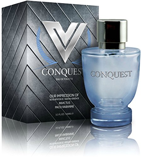 Product Cover Conquest Eau De Toilette Spray for Men, 3.3 Ounces 100 Ml - Impression of Invictus Paco Rabanne