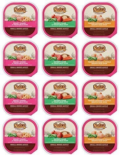 Product Cover Nutro Canned Small Breed Adult Dog Food 3 Flavor Variety Bundle: (4) Tender Chicken & Whole Brown Rice, (4) Roast Turkey & Vegetable and (4) Savory Lamb & Vegetable, 3.5 Oz Each (12 Trays Total)