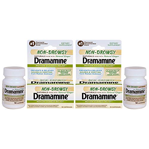Product Cover Dramamine Non-Drowsy Naturals Motion Sickness Relief | 18 Count | 2 Pack