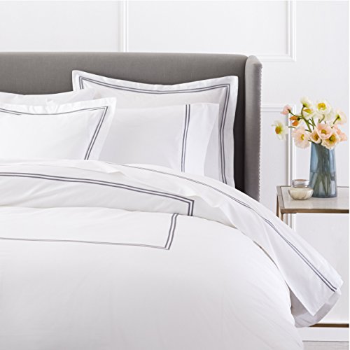 Product Cover Pinzon 400 Thread Count Egyptian Cotton Sateen Hotel Stitch Duvet Cover - King, Silver Grey