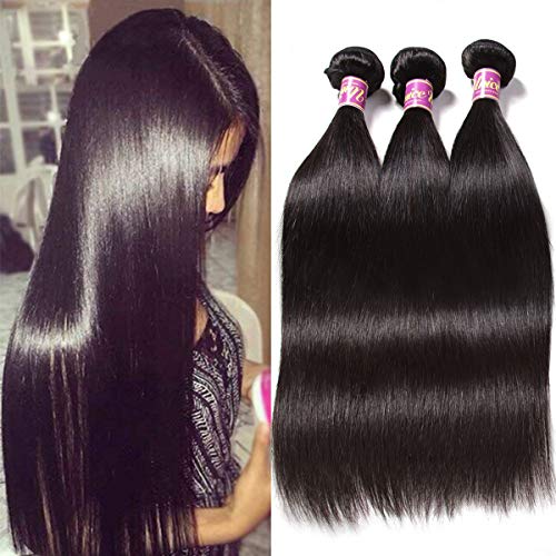 Product Cover Unice Hair 8a Malaysian Straight Hair 3 Bundles, Virgin Unprocessed Human Hair Weave Extensions (16 18 20)
