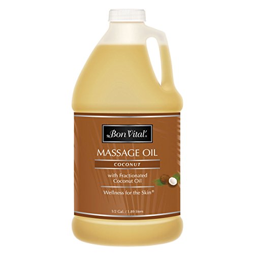 Product Cover Bon Vital' Coconut Massage Oil Made with 100% Pure Fractionated Coconut Oil to Repair Dry Skin, Used by Massage Therapists and at-Home Use for Therapeutic Massages and Relaxation, 1/2 Gallon Bottle