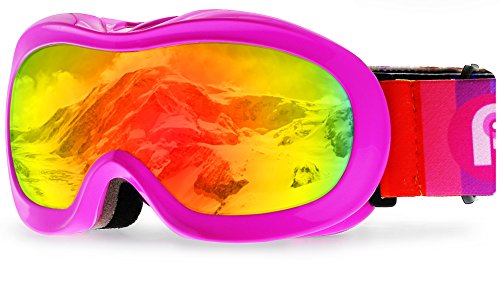 Product Cover PP PICADOR Kids Ski Goggles, Kid Snow Snowboard Goggles for Boys Girls 4-7 with Over Glasses OTG Design Anti-Fog Lens 100% UV Protection Helmet Compatible(Pink)