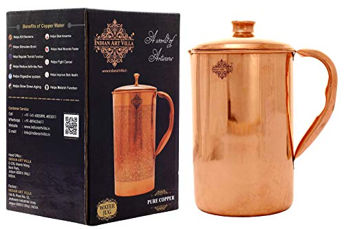 Product Cover IndianArtVilla Pure Copper Water Pitcher Jug | 54 OZ Healthy Storage Container | For Home, Kitchen, Restaurants with Yoga and Ayurveda Benefits