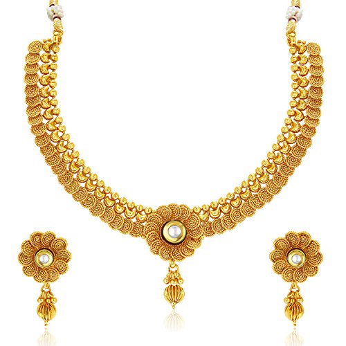 Product Cover Sukkhi Women's Eye-Catchy Jalebi Design Gold Plated Necklace Set 11