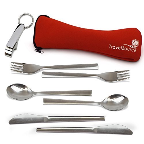 Product Cover TravelSource - 2-person Stainless-Steel Camping Eating Utensils Kit Case Bottle Opener