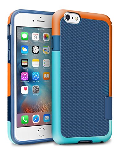 Product Cover iPhone 6S Case, TILL(TM) [Ultra Hybrid] iPhone 6 / 6S (4.7 Inch) Case Hybrid Best Impact TPU Shockproof Rugged Matte Shell Exact-Fit Dual Protection Silm Back Strips Anti-slip Cover Case [Blue/Orange]
