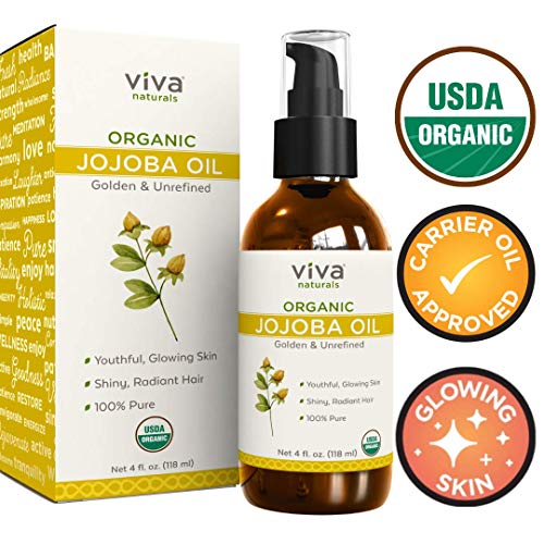 Product Cover Certified Organic Jojoba Oil ; 100% Pure & Cold Pressed, Natural Moisturizer for Face and Hair and Great for all Skin DIYs (Polishes, Masks, Body), 4 oz