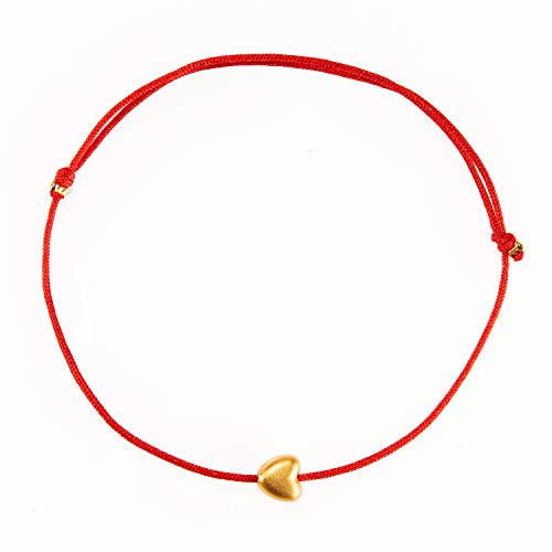 Product Cover Naz Collection Gold Plated Red String Heart Charm Love Bracelet for Women Men Couples