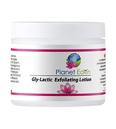 Product Cover Planet Eden 20% Gly-Lactic Exfoliating Lotion with 10% Glycolic and 10% Lactic Acids - Natural Ingredients with Hyaluronic Acid for Dark Spots, Wrinkles, Dull Skin, Aging and Sun damaged Skin (2 OZ)