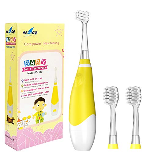 Product Cover SEAGO Lovely Baby Electric Sonic Toothbrush, With Led Light, 30s Reminder, Timer, 1 Mini Brush Heads and 2 Big Brush Heads, Fit For 6 Month To 4 Years Old Kids