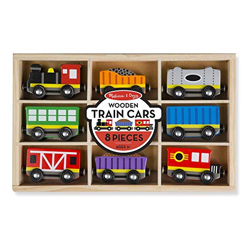 Product Cover Melissa & Doug Wooden Train Cars (8-Piece Train Set, Great Gift for Girls and Boys - Best for 3, 4, 5 Year Olds and Up)