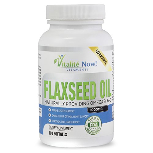 Product Cover Best Organic Flaxseed Oil Softgels - 1000mg Premium, Virgin Cold Pressed from Flax Seeds - Hair Skin & Nails Support - Omega 3-6-9 Supplement - 100 Count - More Than 3 Month Supply!