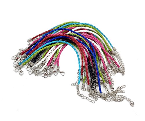 Product Cover yueton Pack of 30 Mixed Color Leather Plaited Cords Ropes for Wrist Charms