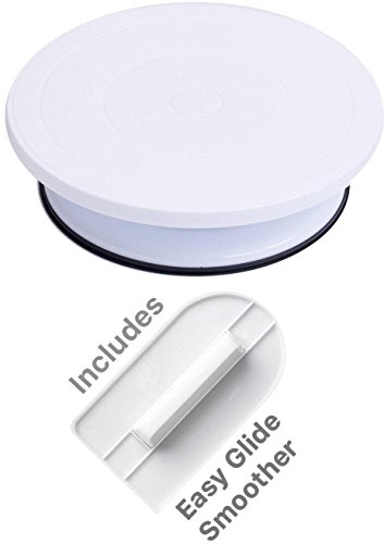 Product Cover Bulfyss Combo Pack - Cake Turntable Revolving Cake Decorating Stand Cake Stand Sugarcraft 28cm Turntable and Easy Glide Fondant Smoother