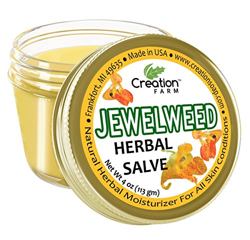 Product Cover Creation Farm Jewelweed Balm, Poison Ivy Remedy, Herbal Tea Tree Salve Jar 4 oz Sensitive Skin Treatment Helps Tattoo's, Soothes Rashes, Skin Fungus, No Gluten, No Parabens, No Soy, No GMO