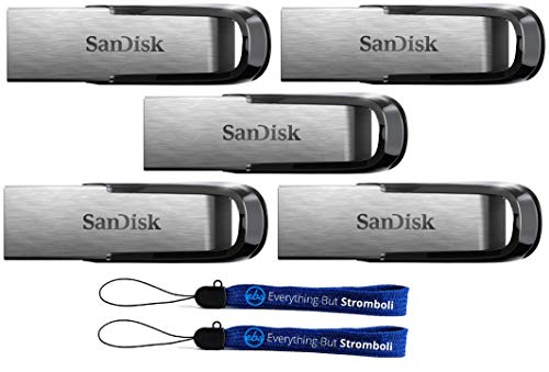 Product Cover SanDisk Ultra Flair USB (5 Pack) 3.0 16GB Flash Drive High Performance Thumb Drive/Jump Drive SDCZ73-016G-G46 - with (2) Everything But Stromboli (tm) Lanyard