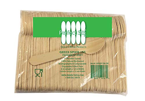 Product Cover Perfect Stix Green Spoon 158-250 Wooden Disposable Spoons, 6