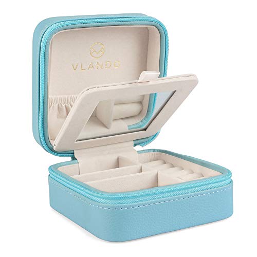 Product Cover Vlando Macaron Small Jewelry Box, Travel Storage Case for Rings and Earrings (Blue)