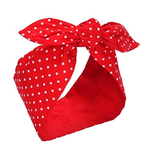 Product Cover Sea Team Cotton Headband Bows Red with White Polka Dots Double Wide Headwrap Cotton Head Band