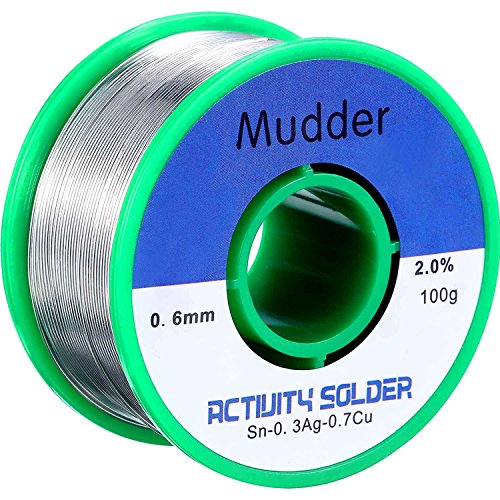 Product Cover Mudder Lead Free Solder Wire Sn99 Ag0.3 Cu0.7 with Rosin Core for Electrical Soldering 0.22lbs (0.6 mm)