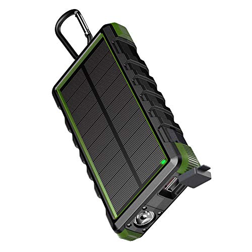Product Cover EasyAcc 24000mAh Solar Power Supply Energy Storage Battery Power Bank Rugged Waterproof Portable Rechargeable Charger with 6A Dual Input and QC Output - Black and Green